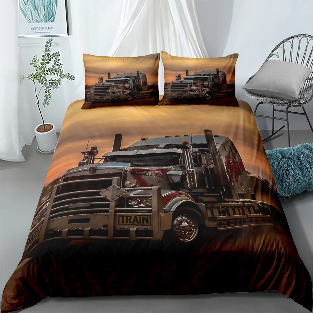 

Road Train Truck Duvet Cover Set EU Single Double King US Twin Full Queen Size Bed Linen Set