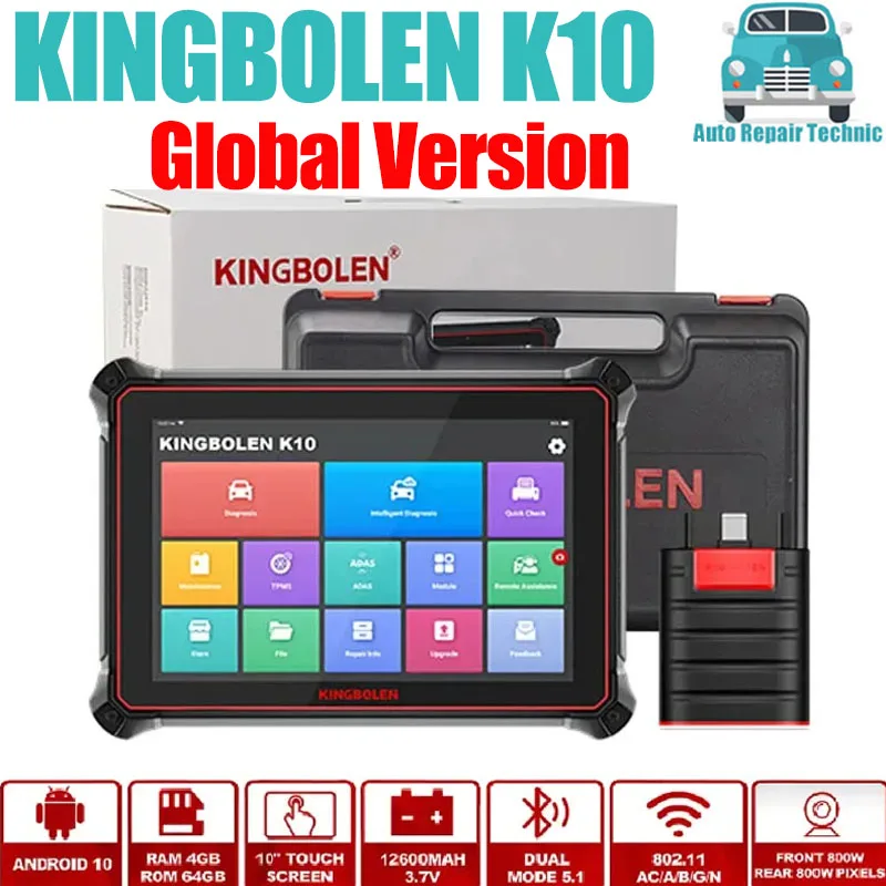 

KINGBOLEN K10 OBD2 Diagnostic Scanner Automotive Active Test ECU Coding Professional OBD II Tool PK Thinktool Master Pad 10