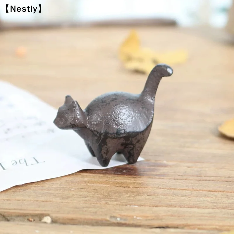 Vintage Cast Iron Cat Sculpture - Miniature Animal Figurine For Home, Office, And Garden Decor | Rustic Bookshelf Accent〔Nest〕