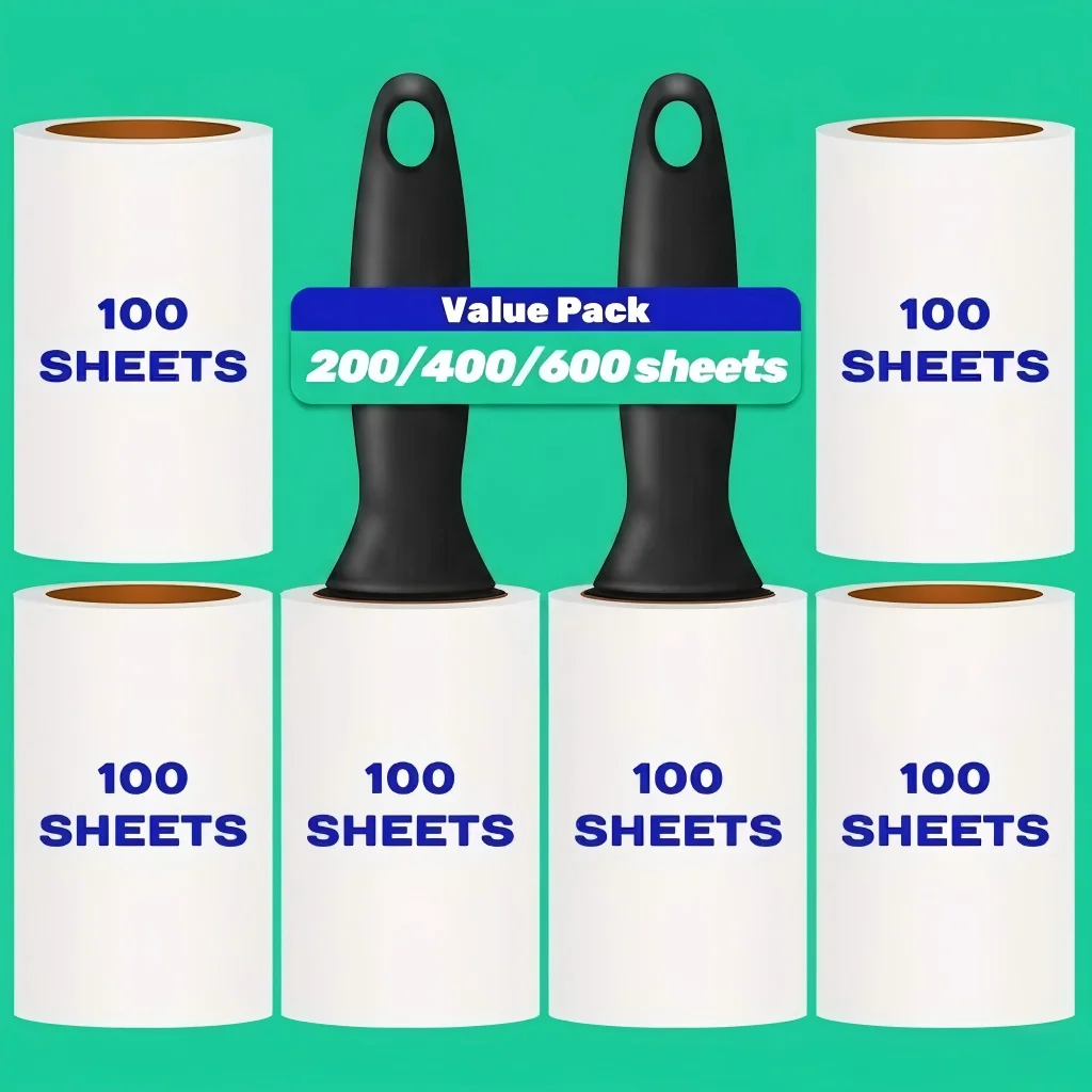 200/400/600 Blatt Fusselroller-Nachfüllpackungen - Extra Klebrige Abreißbare Fusselentferner für Tierhaare, Möbel, Teppiche & Kleidung