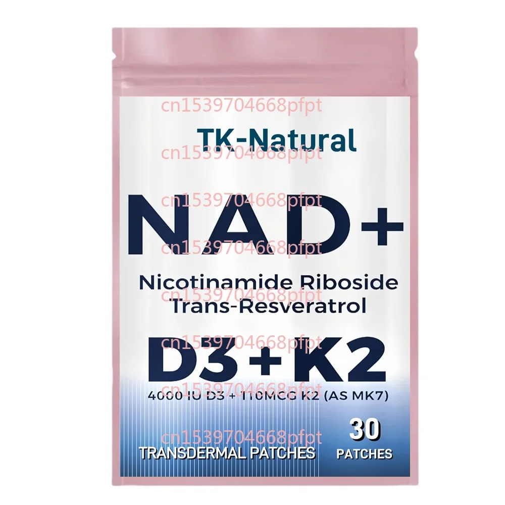 

30 Patches NAD Transdermal Patches with Vitamin D3 and K2 (as MK7) Trans-Resveratrol for Anti-Aging, Energy