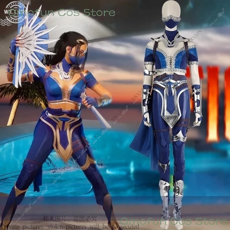 Kitana Cosplay Mortal Costume Sexy Women Crop Top Pants Full Set Warrior Ninja Uniform Suit Halloween Carnival Party Kombat 1