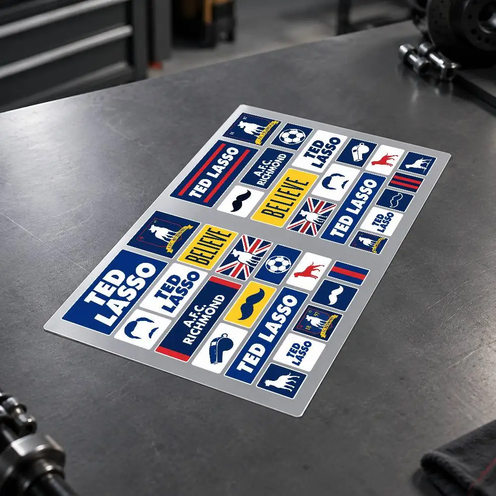 T-ted L-as-so Motorcycle Sticker Set Reflective Decals For Helmet Fuel Tank Fairing Body Custom Bike Graphics Kit