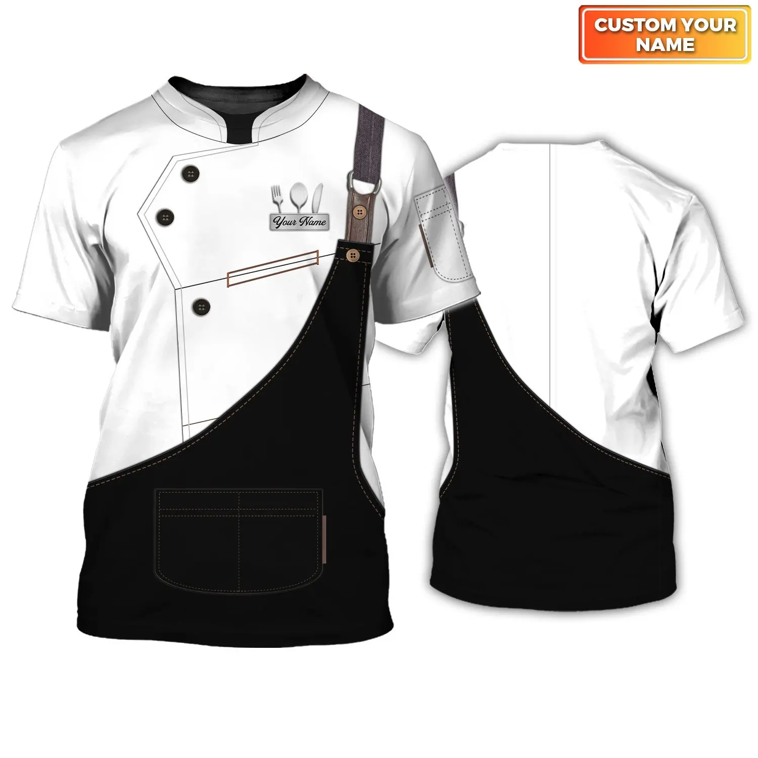 Knives Pattern 3D Printed Male Chef Personalized Name Workwear Tee Summer Casual T-shirts Oversized Unisex Clothing Pullover