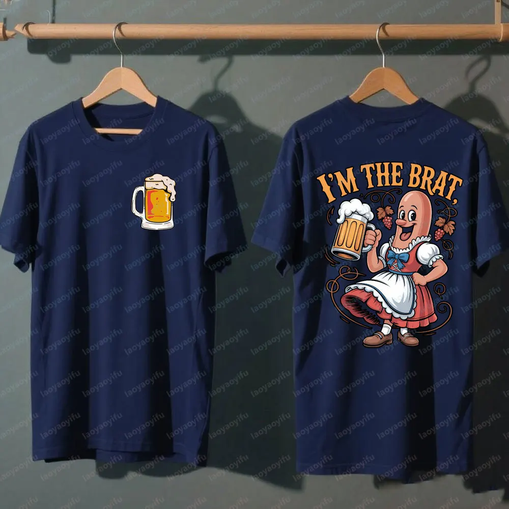 

Oktoberfest Bavarian Beer Festival T Shirt Unisex Funny German Outfit Short Sleeve Top With Pretzel And Sausage Print Design