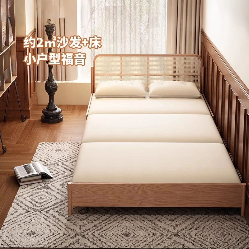 

Folding sofa bed all-in-one living room study single solid wood