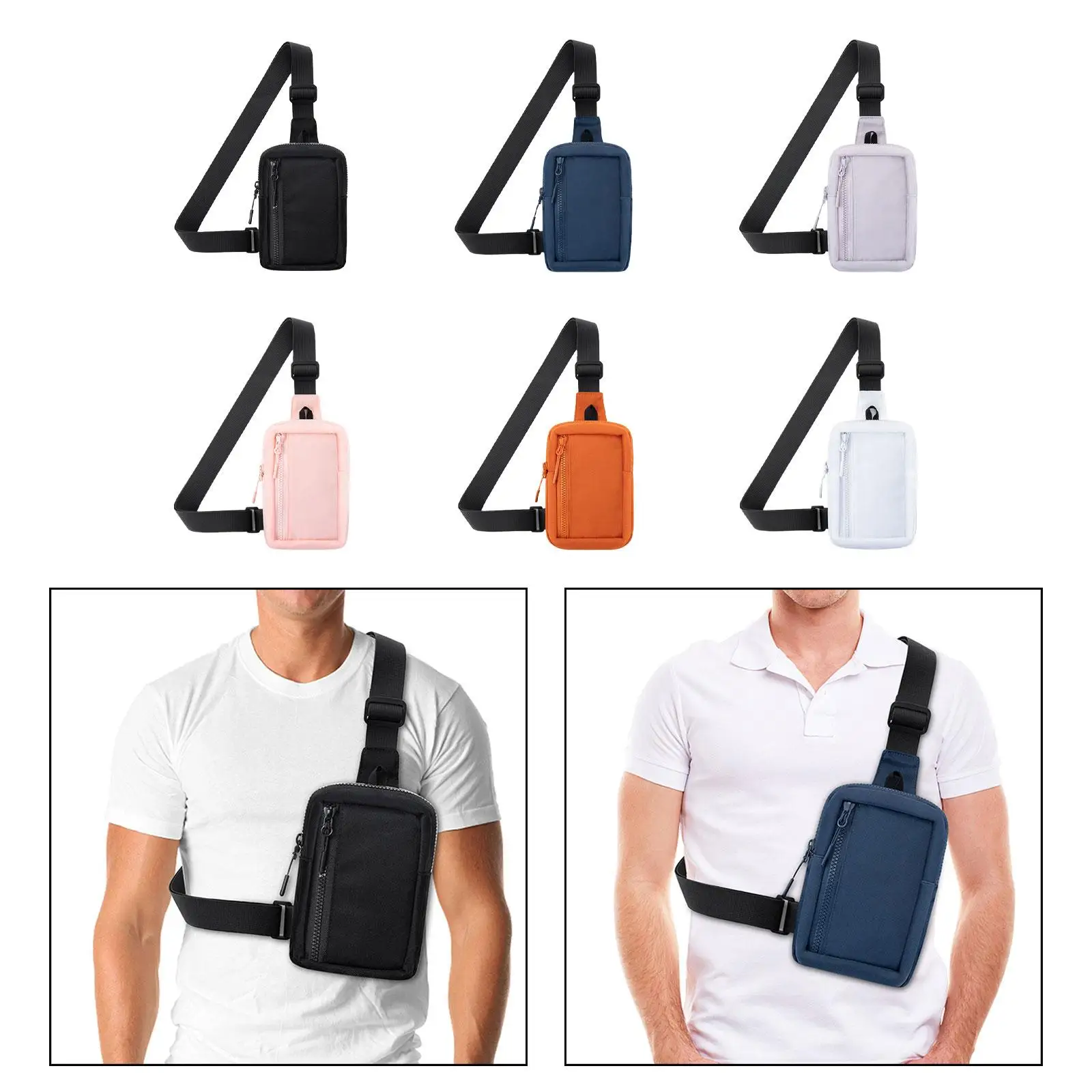 Bolsa leve de peito crossbody para homens e mulheres, bolsa pequena, bolsa de ombro, corrida, caminhada, academia, pesca, moda