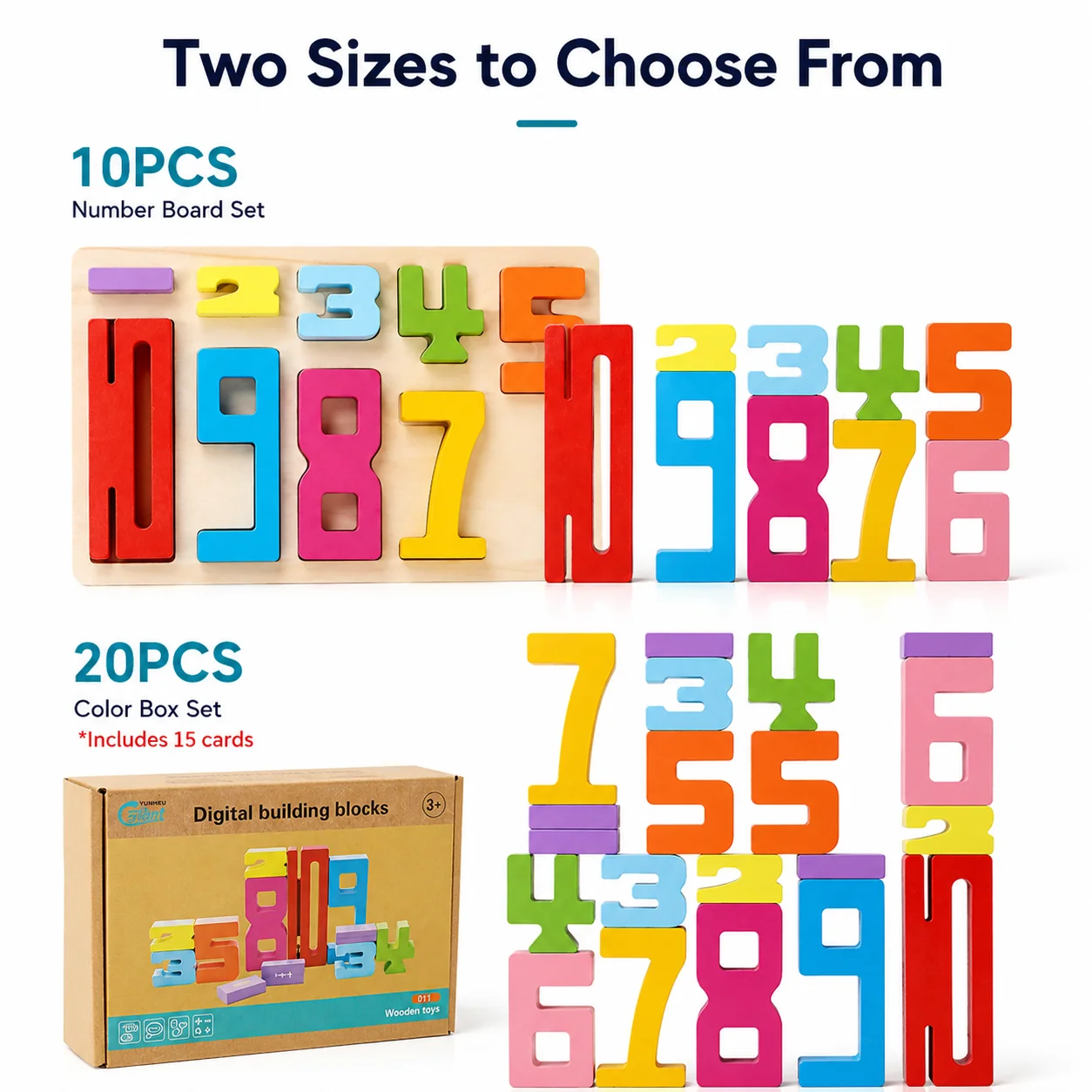 Wooden educational digital blocks, creative puzzles, stacking toys, fun brain-burning, early education topics, Montessori style