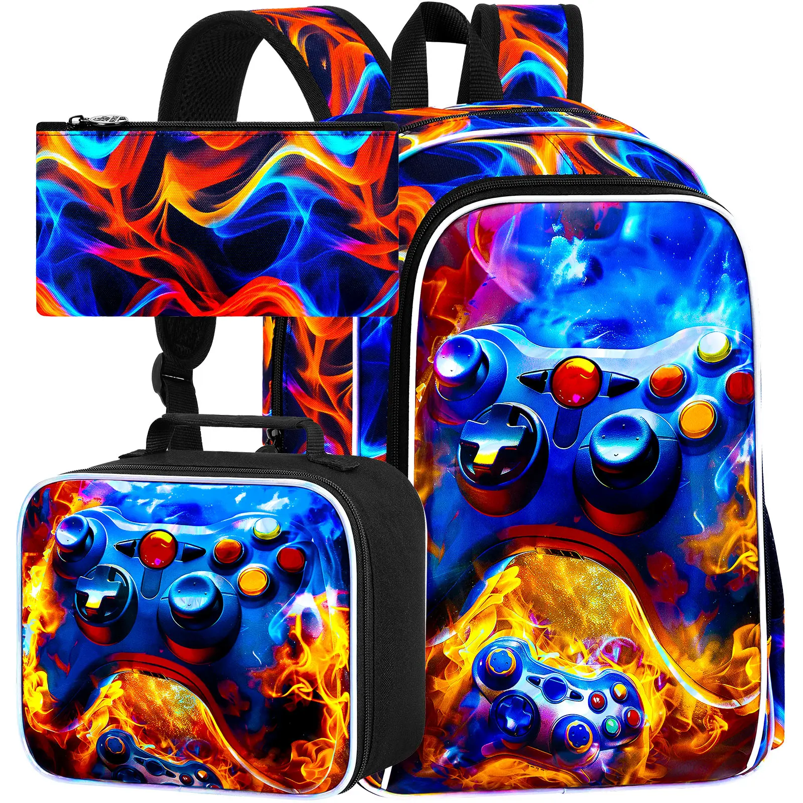 

3PCS Backpack for Boys, 17" Kids Bookbag and Lunch Box, Preschool Backpacks for Elementary