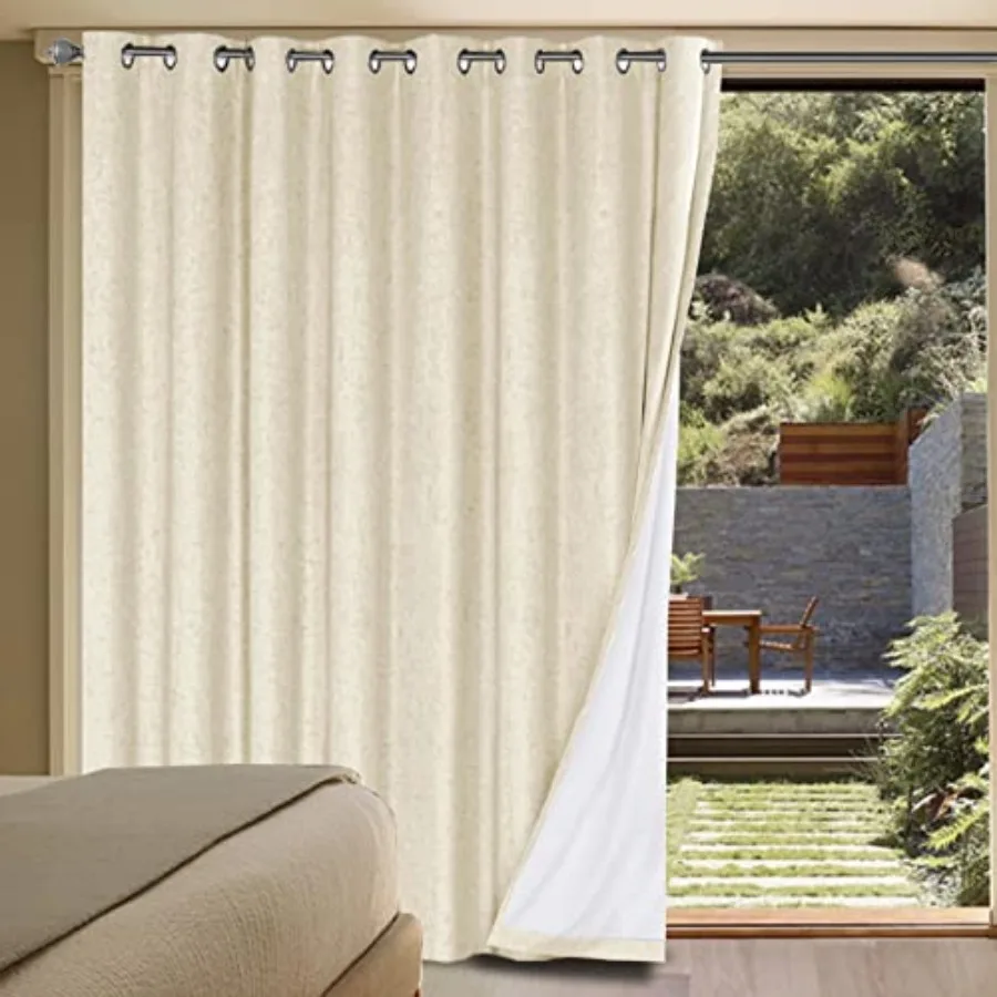 

Linen out Curtains Durable Thick Textured Linen Look 100% out Patio Door Curtain Anti Rust Grommet Extra Wide Sliding Door Curt