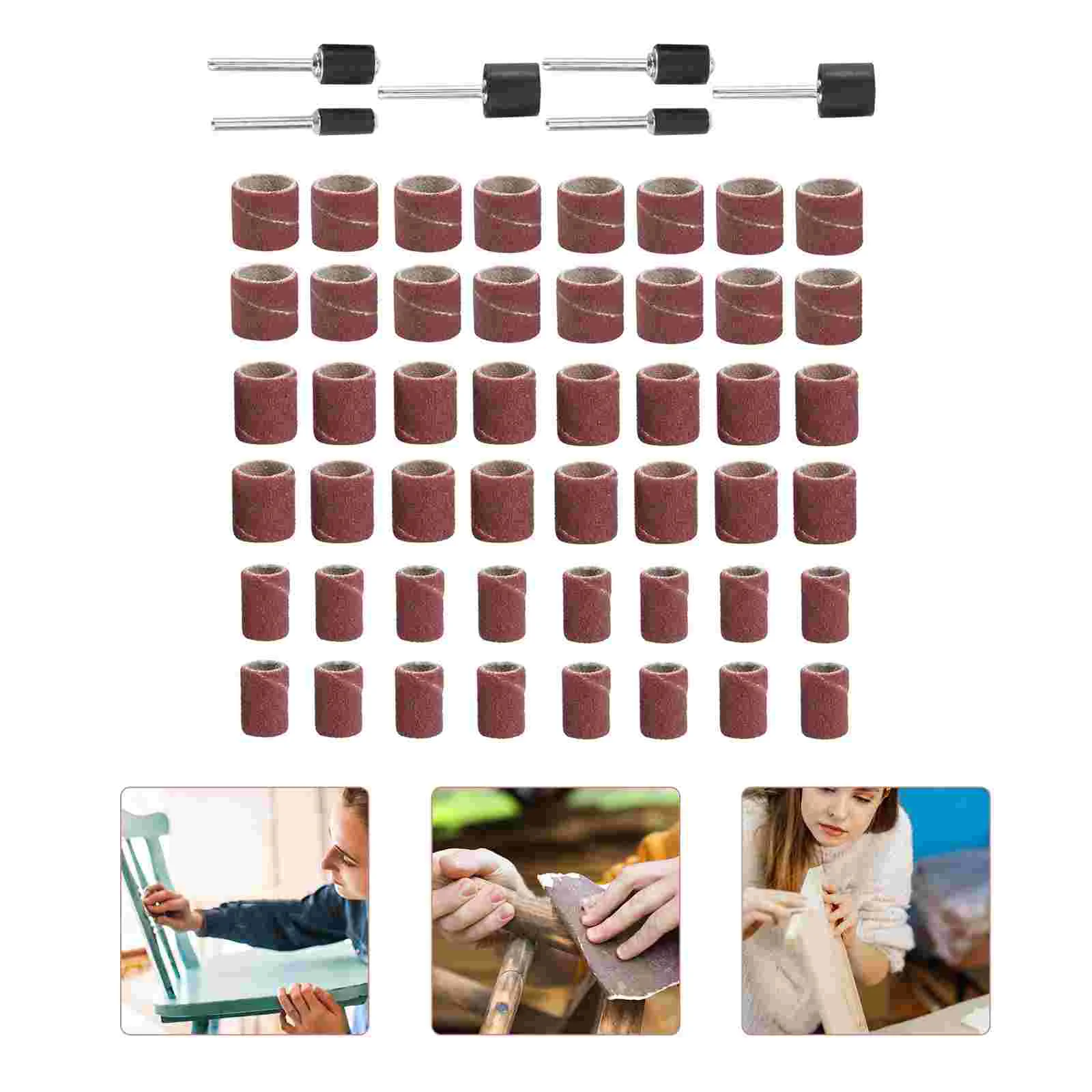 66 Pcs Sandpaper Ring Grinding Head Sanding Band for Nail Drill Rubber Mandrels Belt True Gravel Drum Sleeve