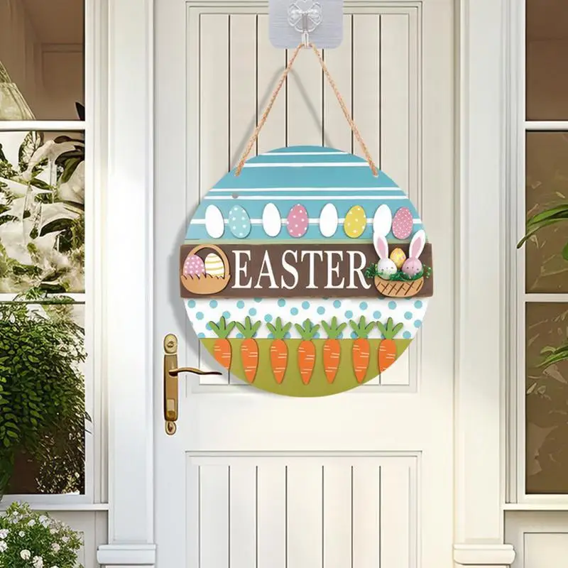 ฤดูใบไม้ผลิไม้ Porch ป้ายอีสเตอร์ไม้ Hangable ป้าย Easter Bunny ไข่แครอท Decor ป้ายฤดูใบไม้ผลิป้ายตกแต่งสําหรับ Farmhouse