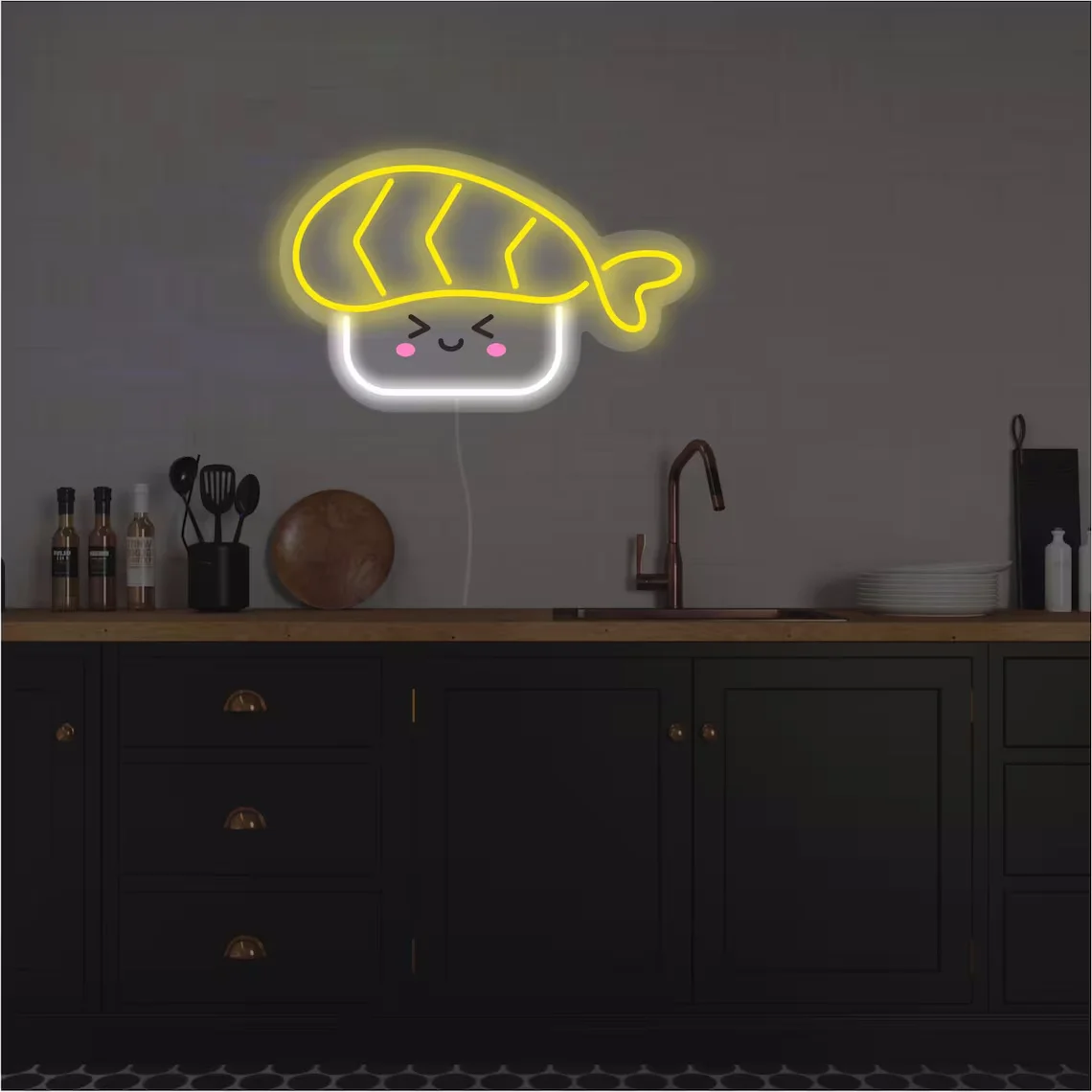 Cute Sushi Neon Sign Room Decor Japanese Food Wall Art Neon Sign