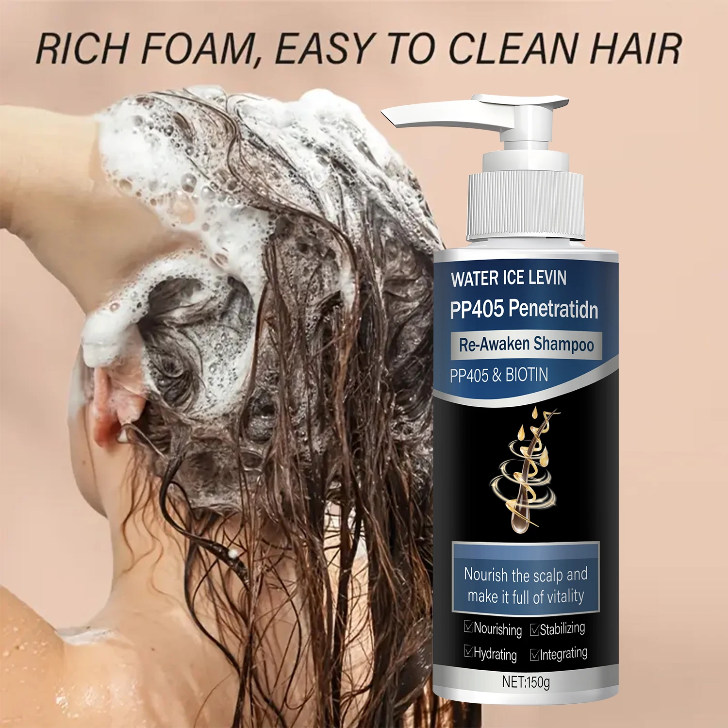 

Hair Growth Shampoo 1+1 Pack 150g With Biotin Collagen Keratin Vitamin C PP405 Penetration Moisturizing Repair Hair Care Cheap