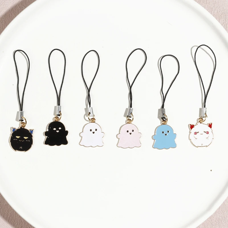 Cartoon Metal Anime Ghost Demon Phone Rope Keychain Lovers Mobile Phone Charms Cute Keychains Strap Lanyard Bag Pendant