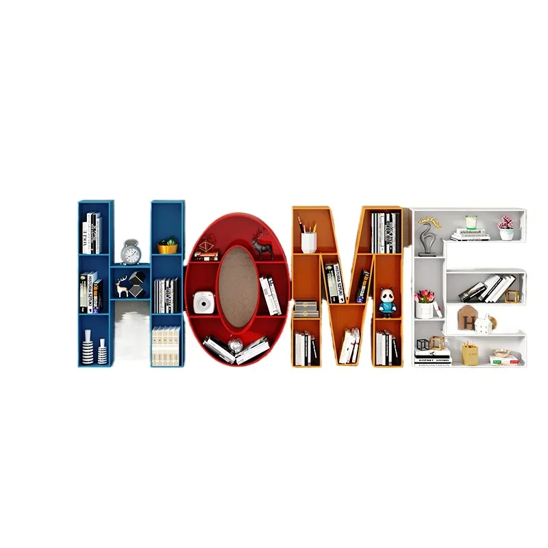 

Letter Bookshelf, Floor-to-ceiling Office Creative Art Wrought Iron Wall Shelf