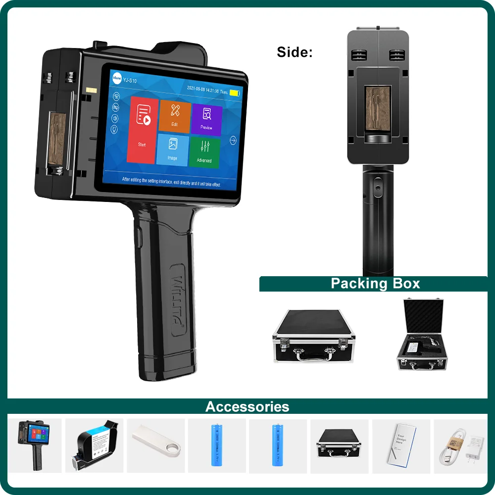 Imagem -02 - Portátil Handheld Inkjet Printer qr Barcode Número do Lote Cartas Logotipo Validade Data Printer Gun com Fast Dry Ink Cartridge 254 Milímetros