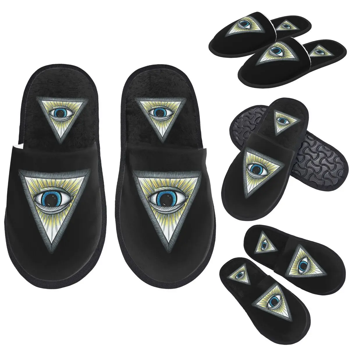 

Custom Eye Illuminati (7) Slippers Memory Foam Warm Soft Women House Slipper Bedroom Comfy Shoes