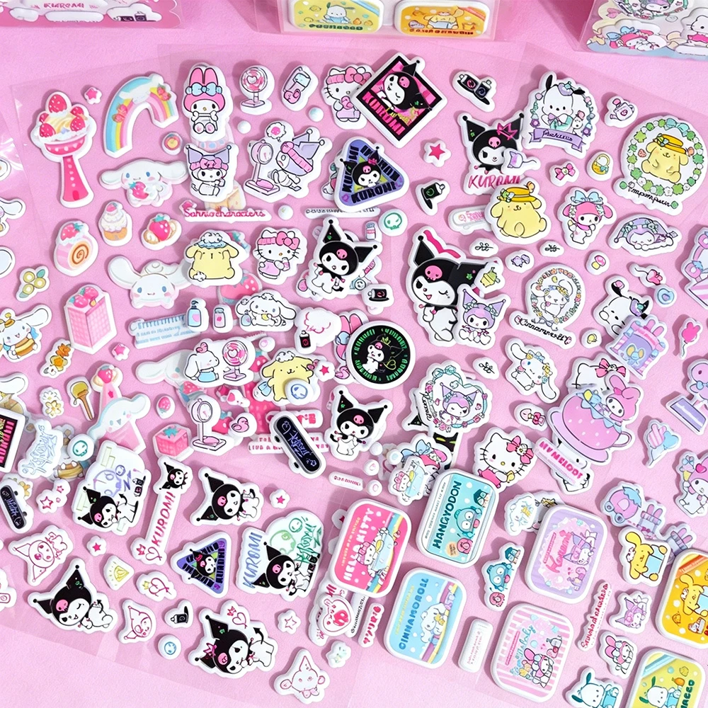 Genuine Sanrio Hello Kitty Kuromi Melody 3D Foam Stickers For Journal Planner Photocard Album Kpop Card Handcraft Sticker Toys