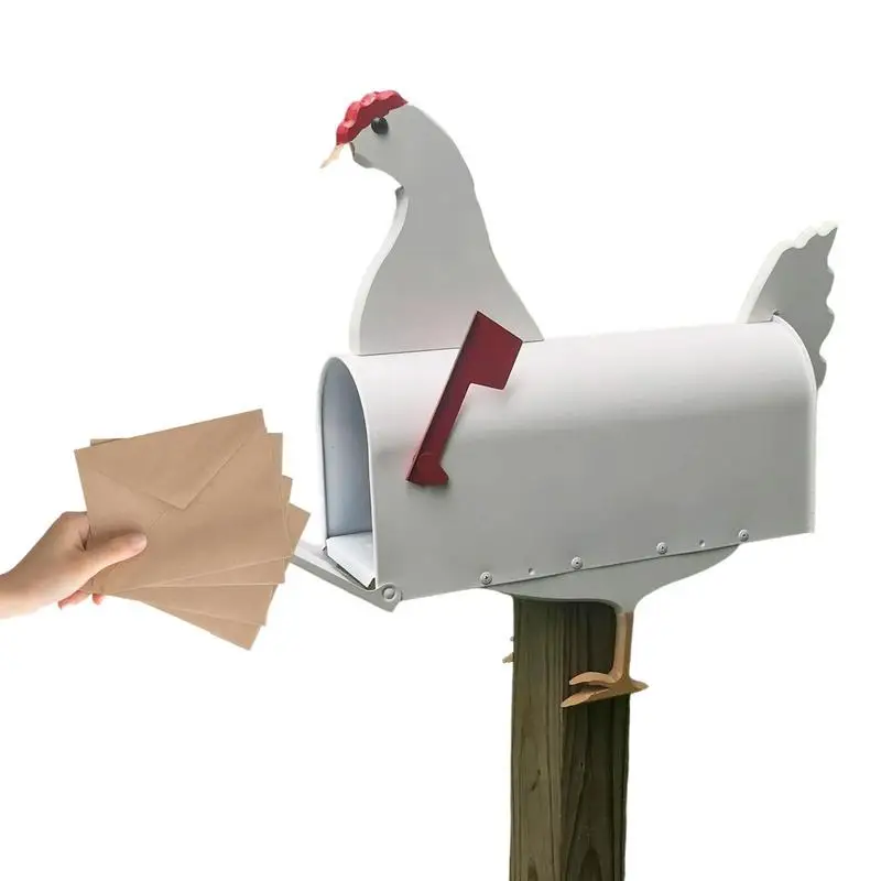 Chicken Shaped Mailbox Metal Chicken Shaped Mailbox Funny Letter Box Creative Outdoor Garden Fence Ornament Farm Craftwork Decor