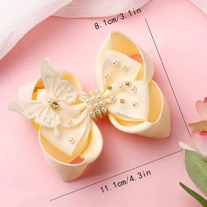 Kawaii Girls Bowknot Hairpins Lace Flower Butterfly Hair Clip New Lace Pearl Hair Bow Clips Boutique Headwear Hair Styling Tools