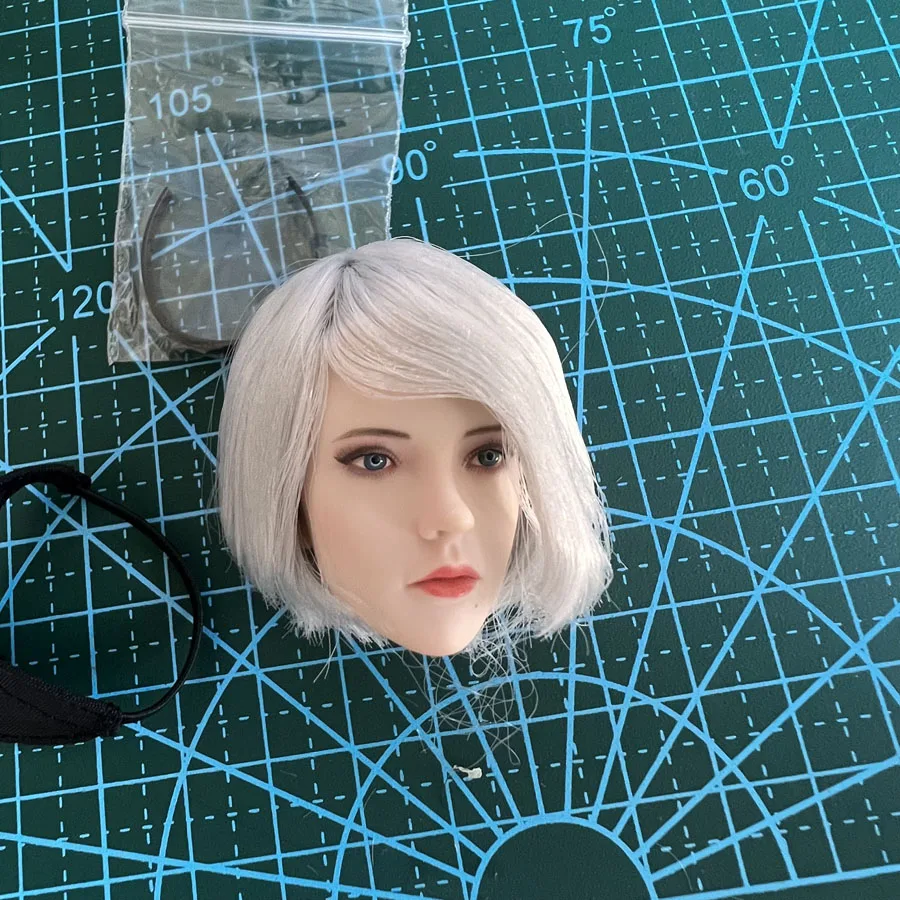 SET017 1/6 Scale NieR 2B Head Sculpt Blindfold Hair Band Fit 12'' TBL Female Soldier Pale Action Figure Body Collection