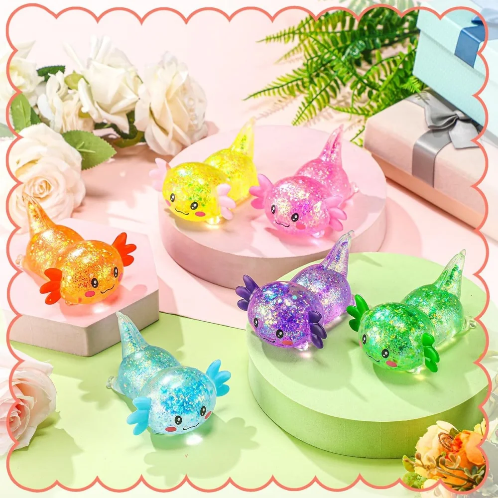 Axolotl Stressabbau-Squishy mit Malzzuckergefülltem Sensorik-Fidget-Tool für Erwachsene und Kinder – Langsam aufsteigend, zur Angstlinderung und Konzentrationshilfe am Schreibtisch
