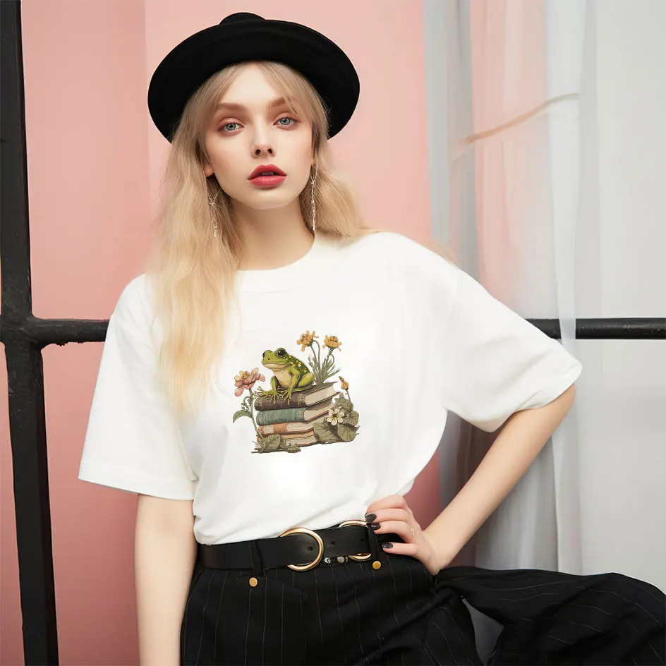 موضوع قراءة ملصق فينيل نابض بالحياة مع رف كتب كرتوني على شكل تنين وتصميم قهوة الشاي للملابس اليدوية #2