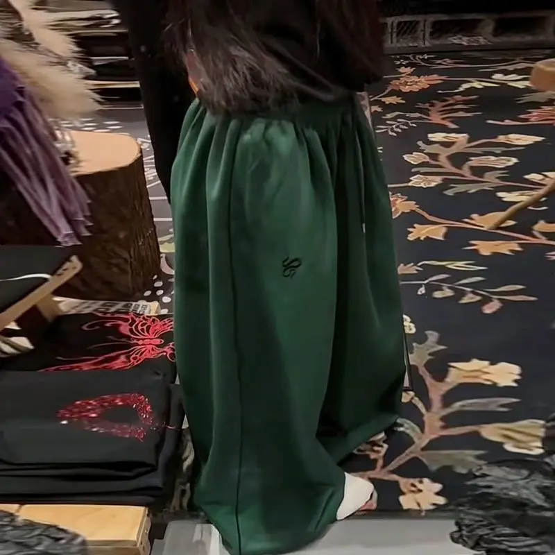 

YYAHAHAS 2026 Spring and Autumn Retro American Relaxation Wide Leg Ribbon Splicing Jazz Dance Casual Pants Female Clothing