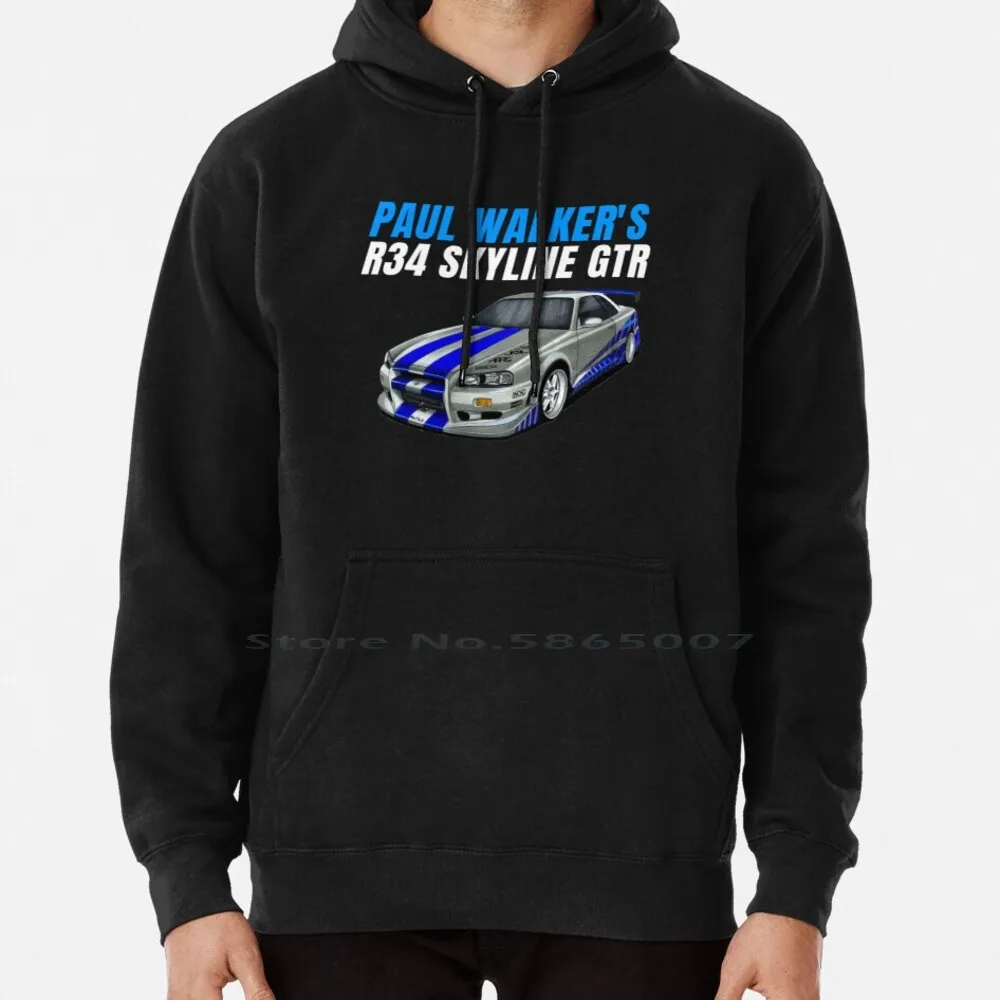 Paul Walker's R34 Skyline Gtr Hoodie Sweater 6xl Cotton Paul Walker Fast And Furious Vin Race Cars Skyline Dom Jdm Movie