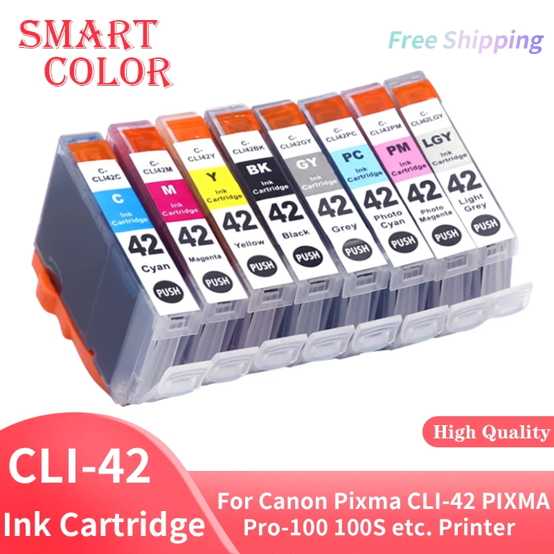 NEW 8Color CLI-42 CLI42 42 Premium Compatible Color Inkjet Ink Cartridge With Chip For Canon PIXMA Pro-100 Pro-100S 100S Printer