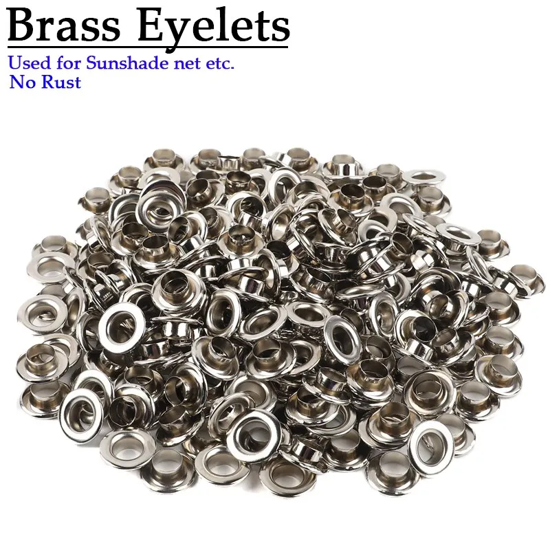 1-100Pcs Brass Eyelets Sun Shade Net Accessories Punching Tool Silver Punch Buttonhole Tarpaulin Buckle Sunshade Net Eyelets