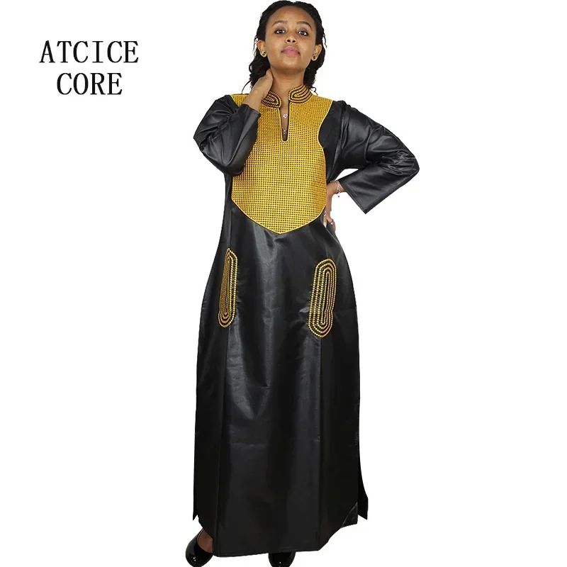 Dashiki Dress African Dresses For Women Silk Dress Embroidery Design Long Dress Without Scarf