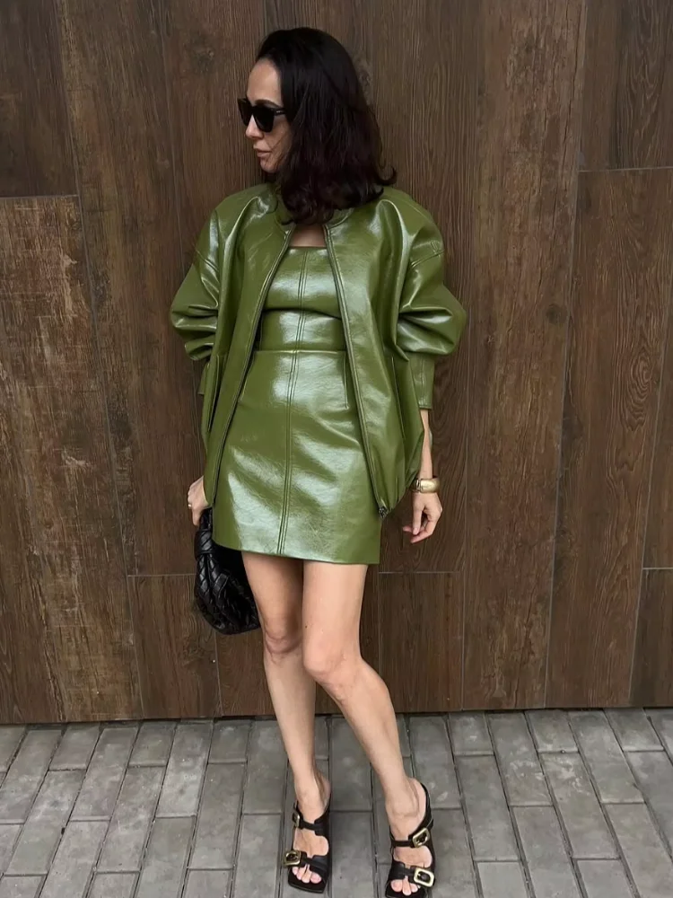 slim fit dress slacks Olive Green Gold Zipper Long Sleeve Jacket Dress