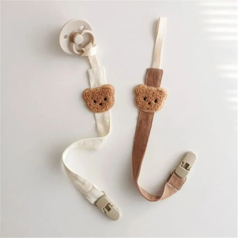 

Embroidery Baby Cloth Pacifier Chain Bear Adjustable Soother Holder Dummy Clips Teether Toys Straps Nipple Holder Clips Baby