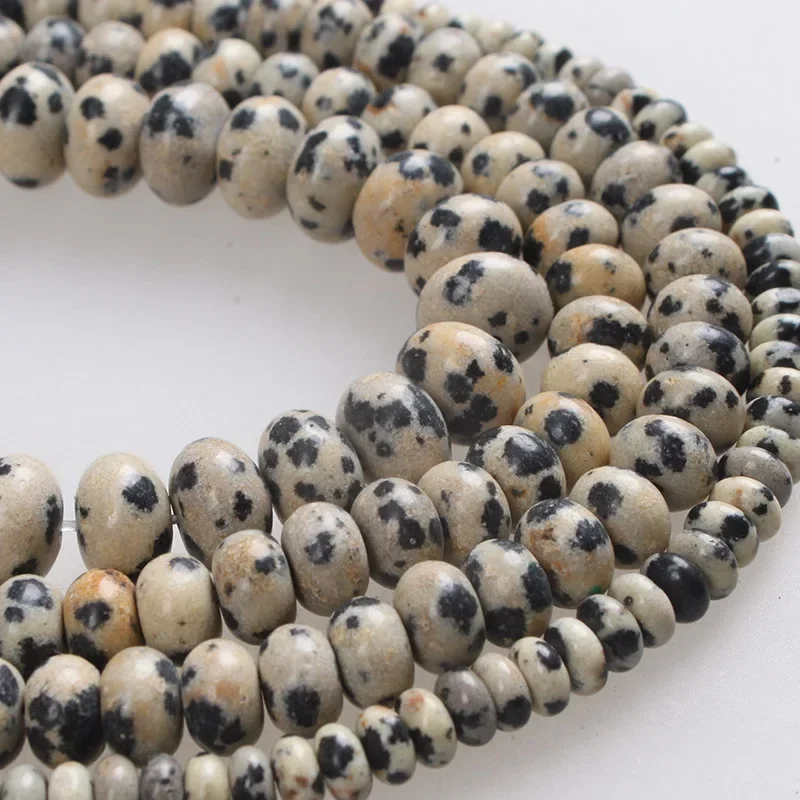 

Natural Stone Beads Dalmation Dot Stone Rondelle Spacer Abacus Beads Loose Beads 4 6 8mm For Bracelets Necklace Jewelry Making