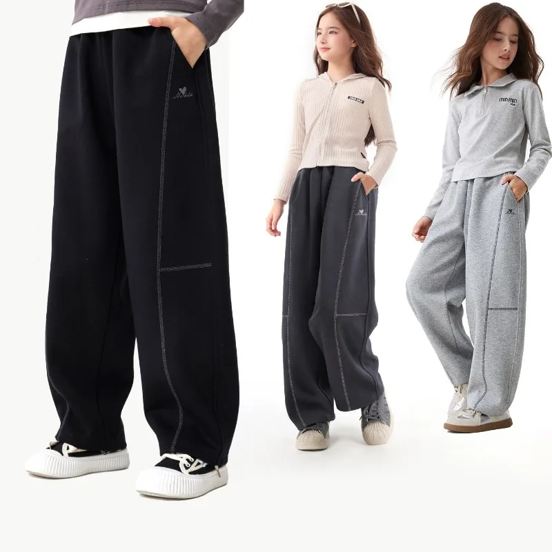 UNITIM 2026 Herbst 4-16 Jahre Mädchen Sporthose Lose Kinder Mädchen Gerade Hose Elastischer Bund Junge Teenager Mädchen Jogginghose – Detail 2