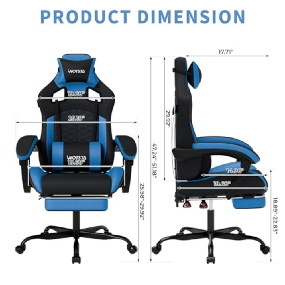 Gaming Chair with Footrest, Gaming Chairs PVC Leather Ergonomic Office Gamer Chair Headrest Lumbar Support Racing Style image 4