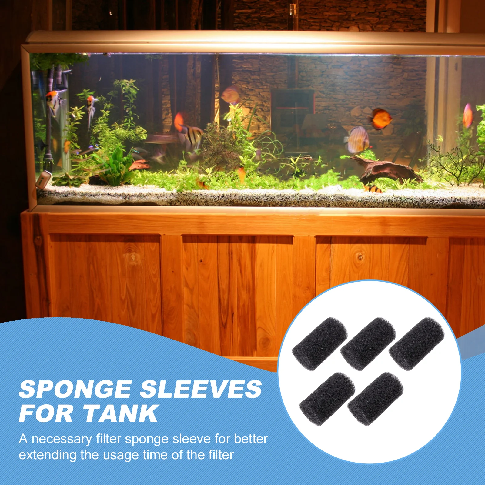 

5pcs Cotton Sleeves For Fish Tank Aquarium Pre Filter Sponge Rolls Filtration Sponges Pool Filter Sponge Aquarium Supplies
