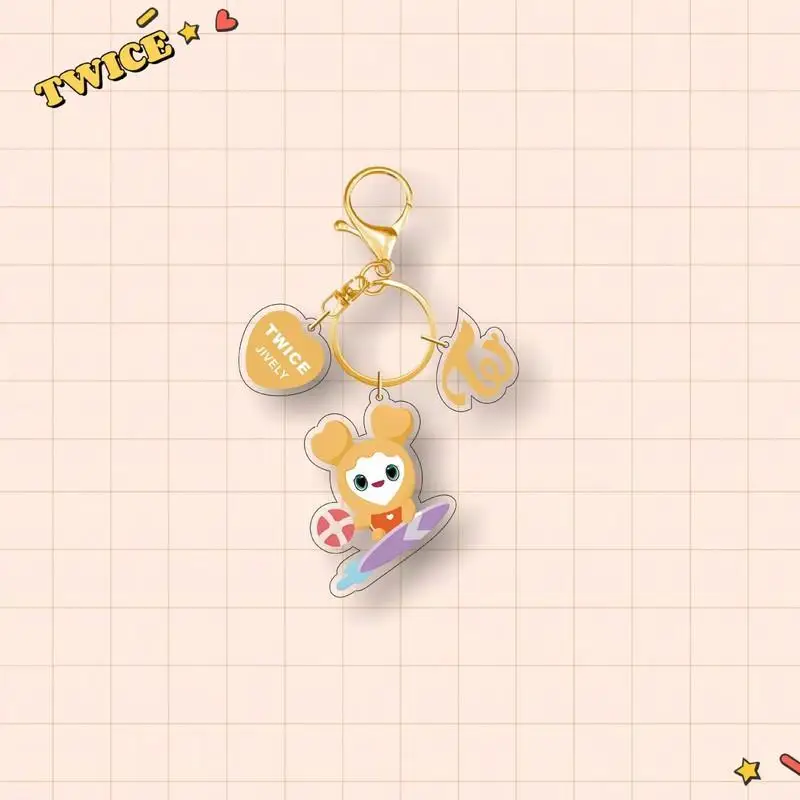 KPOP TWICE JAPAN POPUP STORE 2024 New Acrylic Keychain Cartoon Pendant 3Pcs/Set Bag Accessories Momo Sana Mina Tzuyu Fans Gift