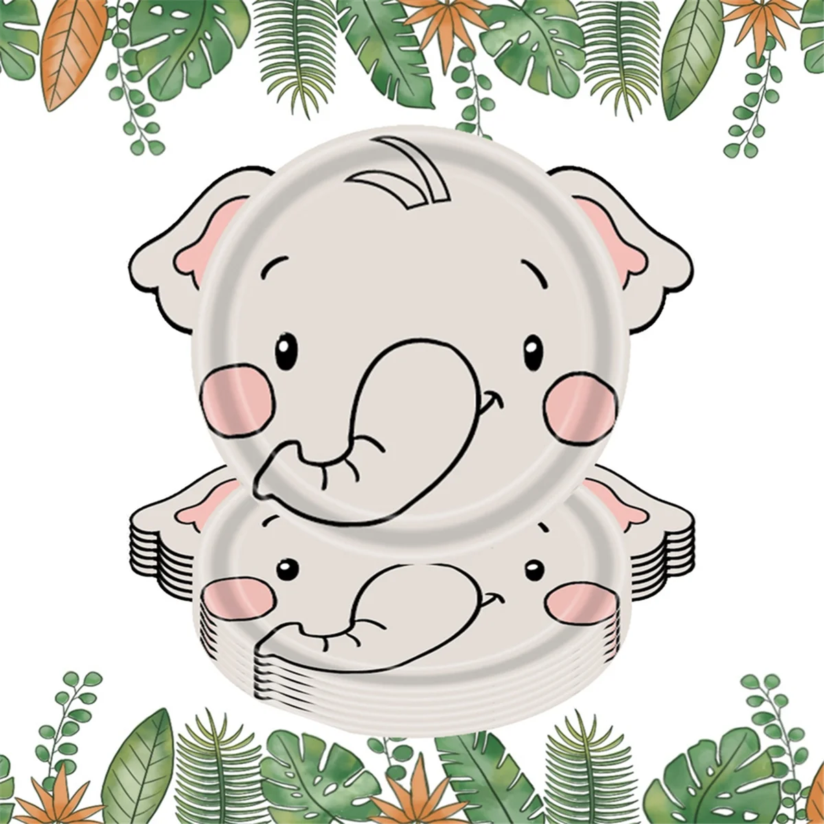 Jungle Animal Theme Paper Plate Animal Disposable Plates Cutlery Set for Wild Animal Theme Baby Baptism Fawn