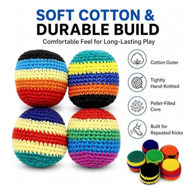 WOWFU-Footbag Dirt Bag Sack Balls 12PCS Sandmaster,Crochet Sand Epic Colorful Juggling Footbags For Outdoor Party Game