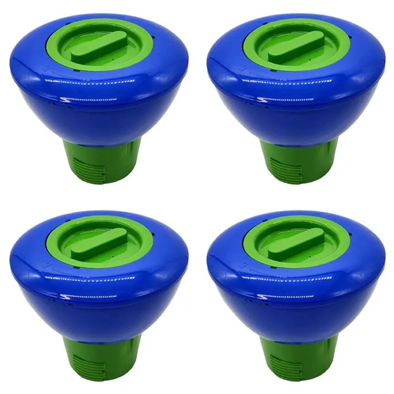 4Pcs 7 Inch Swimming Pool Float Chlorine/Bromine Tablet Dispenser For Pools, Spas, Hot Tubs And Fountains