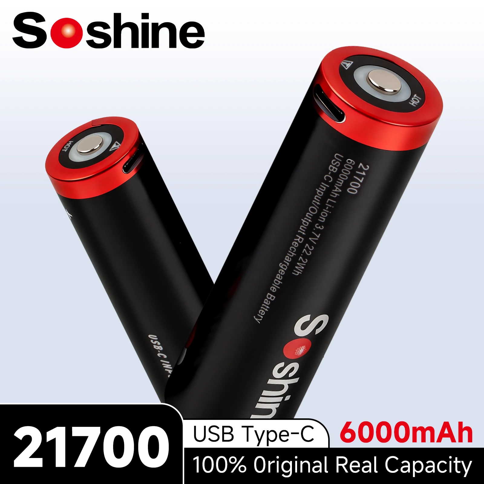 

Soshine USB 21700 6000mAh Lithium Batteries High Capacity 6000mah Li-Ion Battery Type-C Fast Charger for Flashlight Batteries