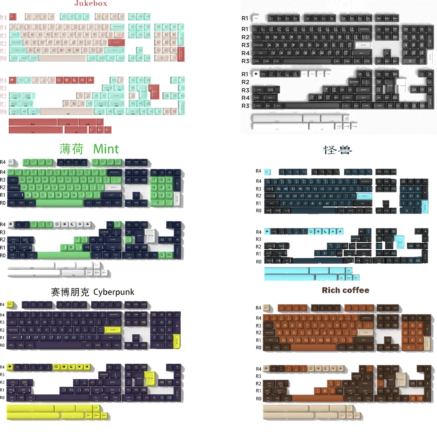 

172 Keys GMK Double Shot WOB Fish Rich Coffee Cyberpunk Keycaps SA Profile ABS Keycap for MX Switch DIY Mechanical Keyboard Caps