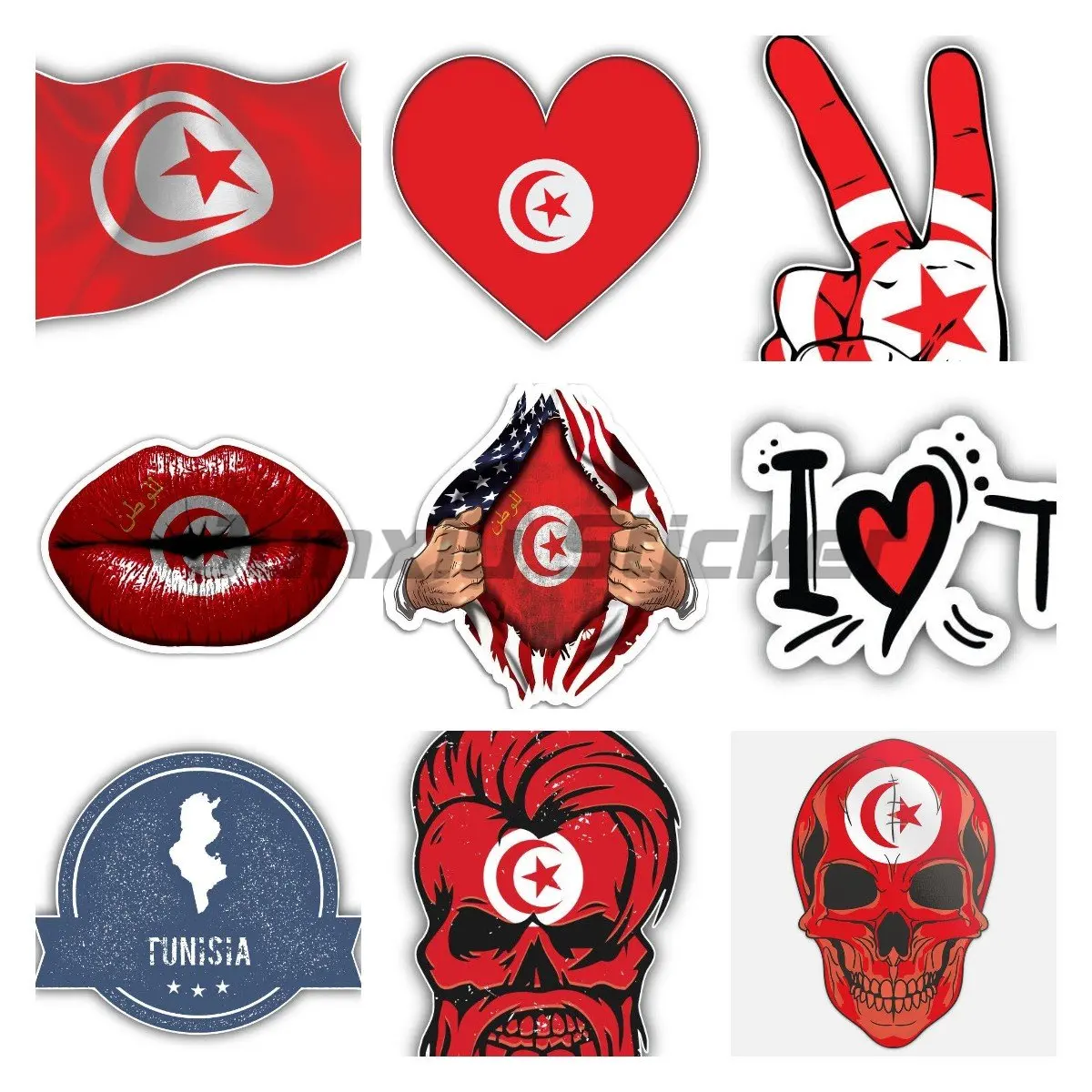 

Tunisia National Flag Sticker Brand Car Sticker Decal Decor for Auto Motocross Racing Laptop Helmet Trunk Vinyl Waterproof Decal