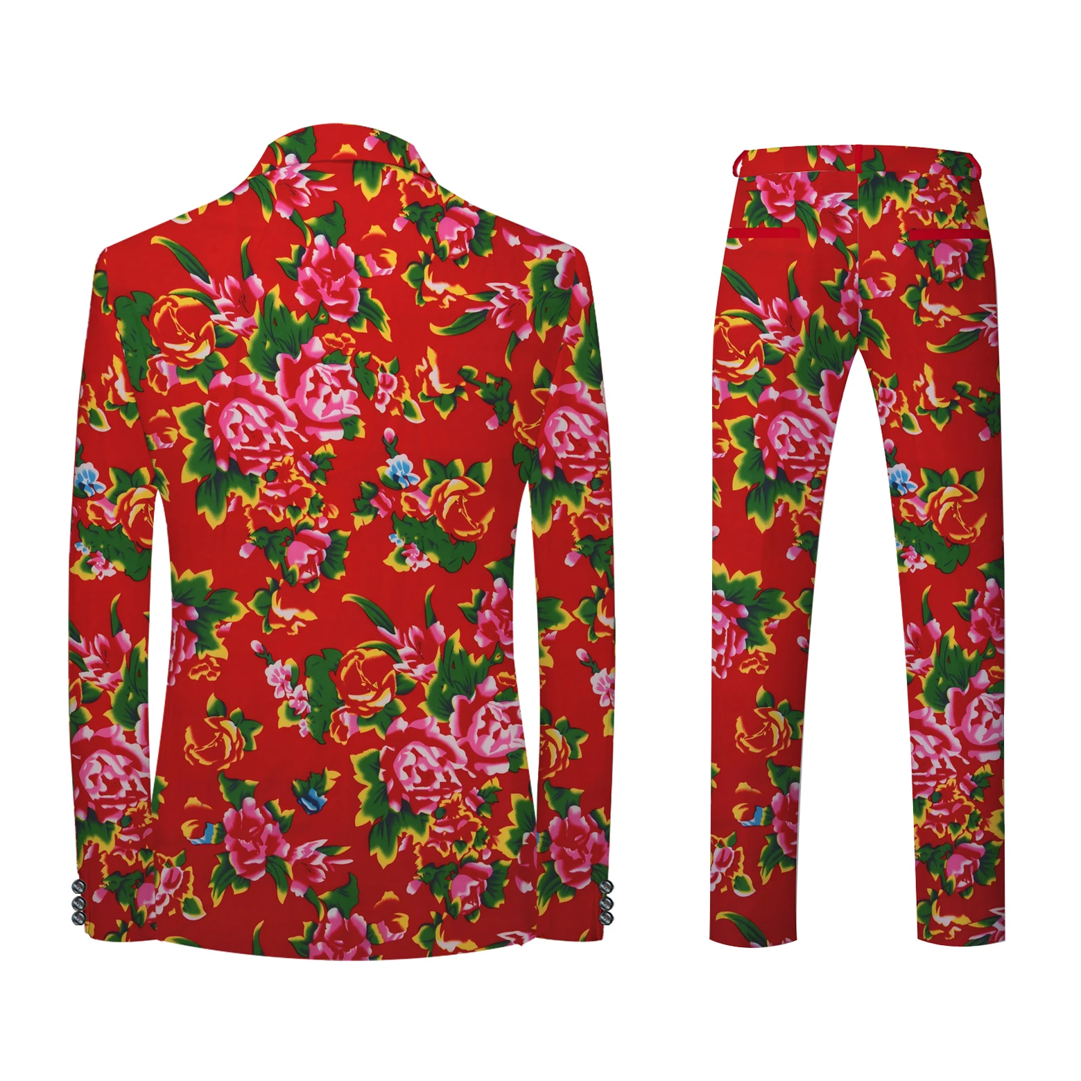 Dropshipping Custom Print Men Suits Traditional Chinese Northeast Flower Retro design