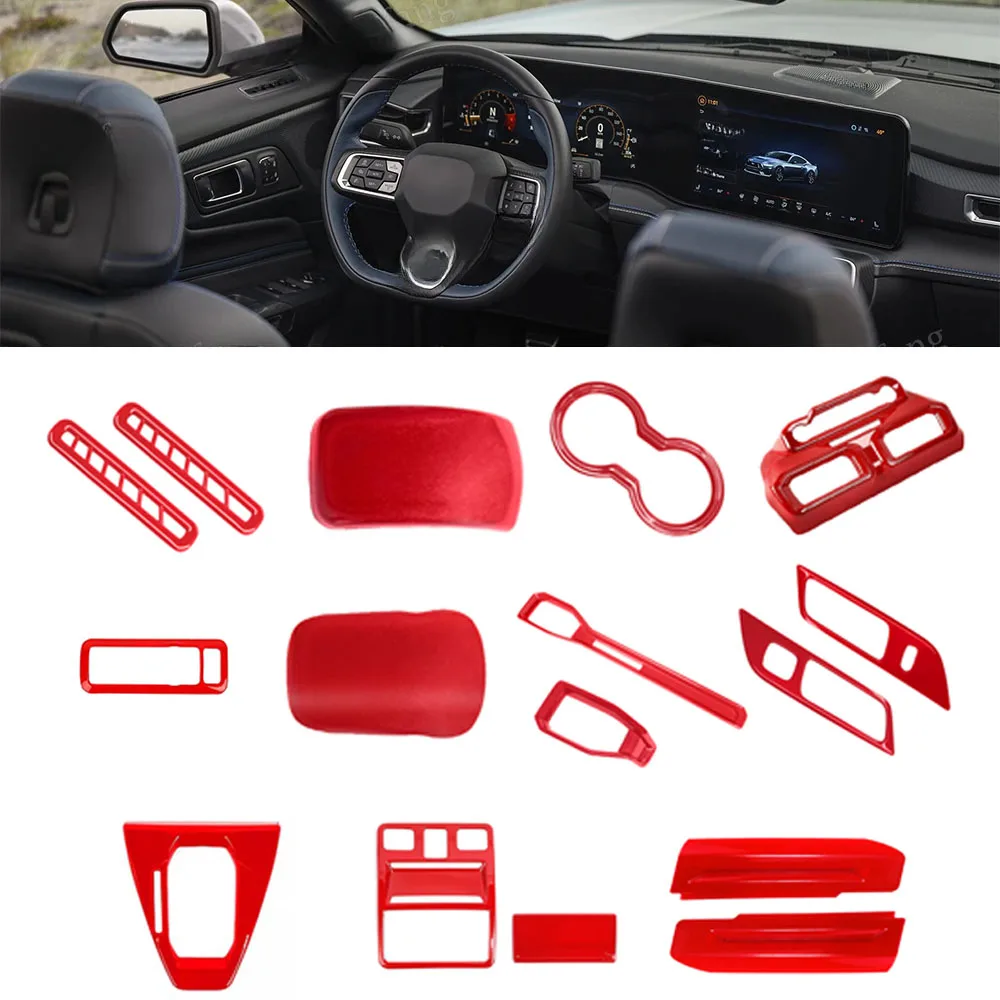 

Fit for Ford Mustang 2024 2025 RED Interior Overlay Parts Cover Trim Panel Decoration Sticker