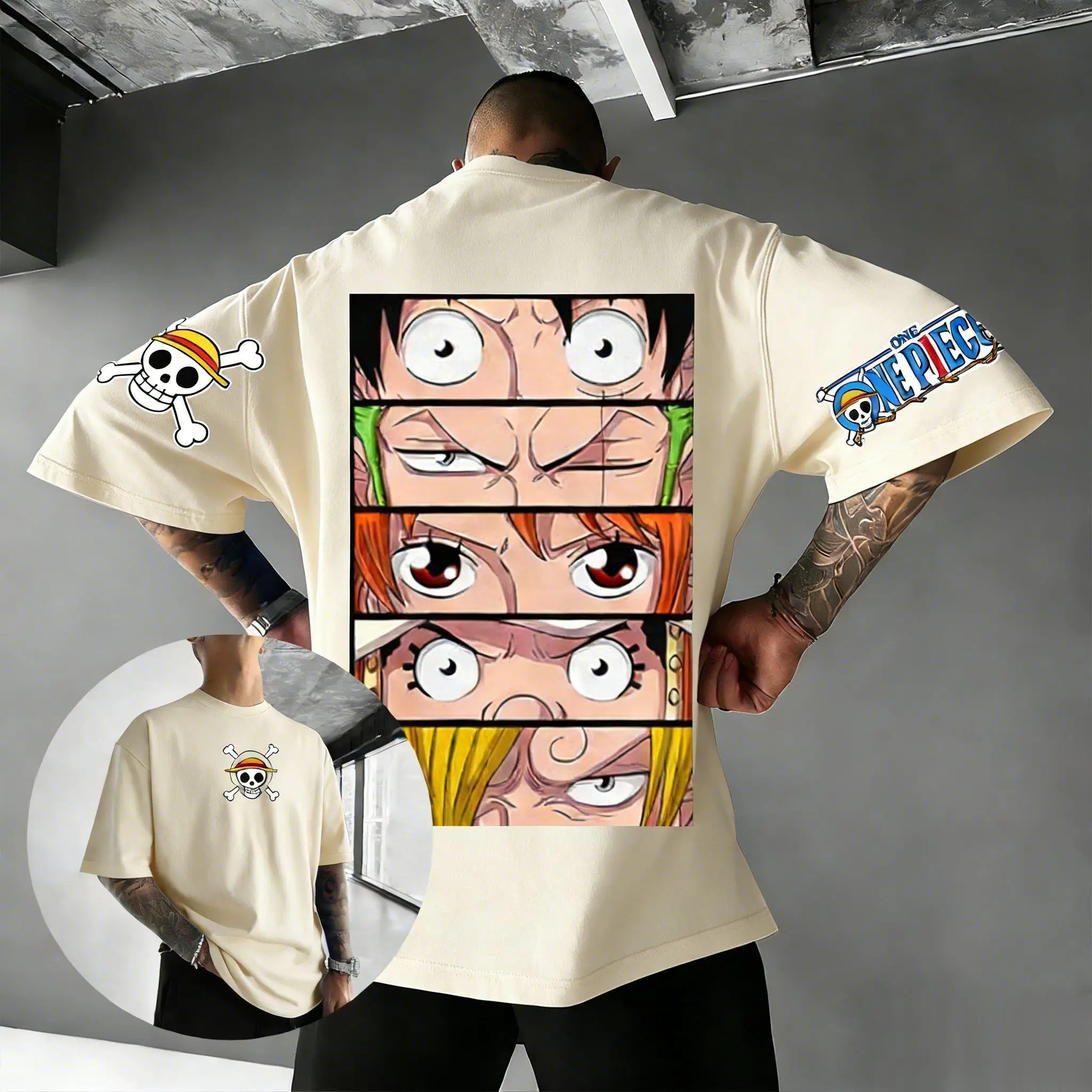 Nueva Camiseta Gráfica de Verano 2026 Y2K de Anime One Piece (Luffy, Zoro, Sanji, Nami) para Hombre y Mujer, Estilo Holgado, Tops de Streetwear