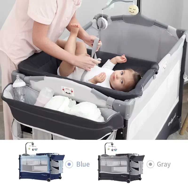 Multifunction Kids Newborn Infant Girl Boy Cot Bumper Play Mat Bed Toddler Foldable Plastic Playard Baby Playpen Baby Crib